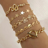 AD Set Of 5 Wrap Around Golden Bracelets
