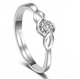 American Diamond Silver Adjustable Ring