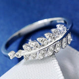 Zircon Leaf Silver Adjustable Ring