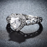 American Diamond Heart Rose Gold Adjustable Ring
