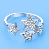 AD Adjustable Star Ring Silver