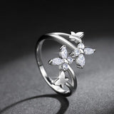 Butterfly Crystal Ring Silver