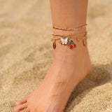 Golden Layered Hanging Charms Anklet
