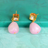 Pink Kundan Onyx Stone Earring