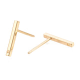 Brass Real 18K Gold Plated Earring Stud 12.5x1.5mm