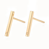 Brass Real 18K Gold Plated Earring Stud 12.5x1.5mm