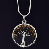 Tiger Eye Tree Of Life Necklace for Willpower, Self Motivation and Warrior's spirit