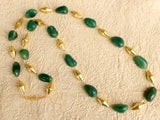 Green Tumble Onyx and Golden Dolki Long Necklace