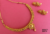 Gold Plated Kundan Beaded Necklace Set With Earrings