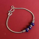 German Silver Trendy Beaded Bracelet Blue