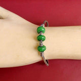 German Silver Trendy Beaded Bracelet Green