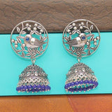 German Silver Jhumka Earring Blue