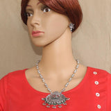 German Silver Stone Necklace with Earring