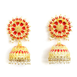 Matte Finish Meenakari Ethnic Designer Jhumka Earrings