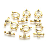 Tibetan Style Toggle Clasps  Antique Golden 20x14x2mm