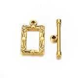 Rectangle Tibetan Alloy Toggle Clasps Antique Golden 20x11mm