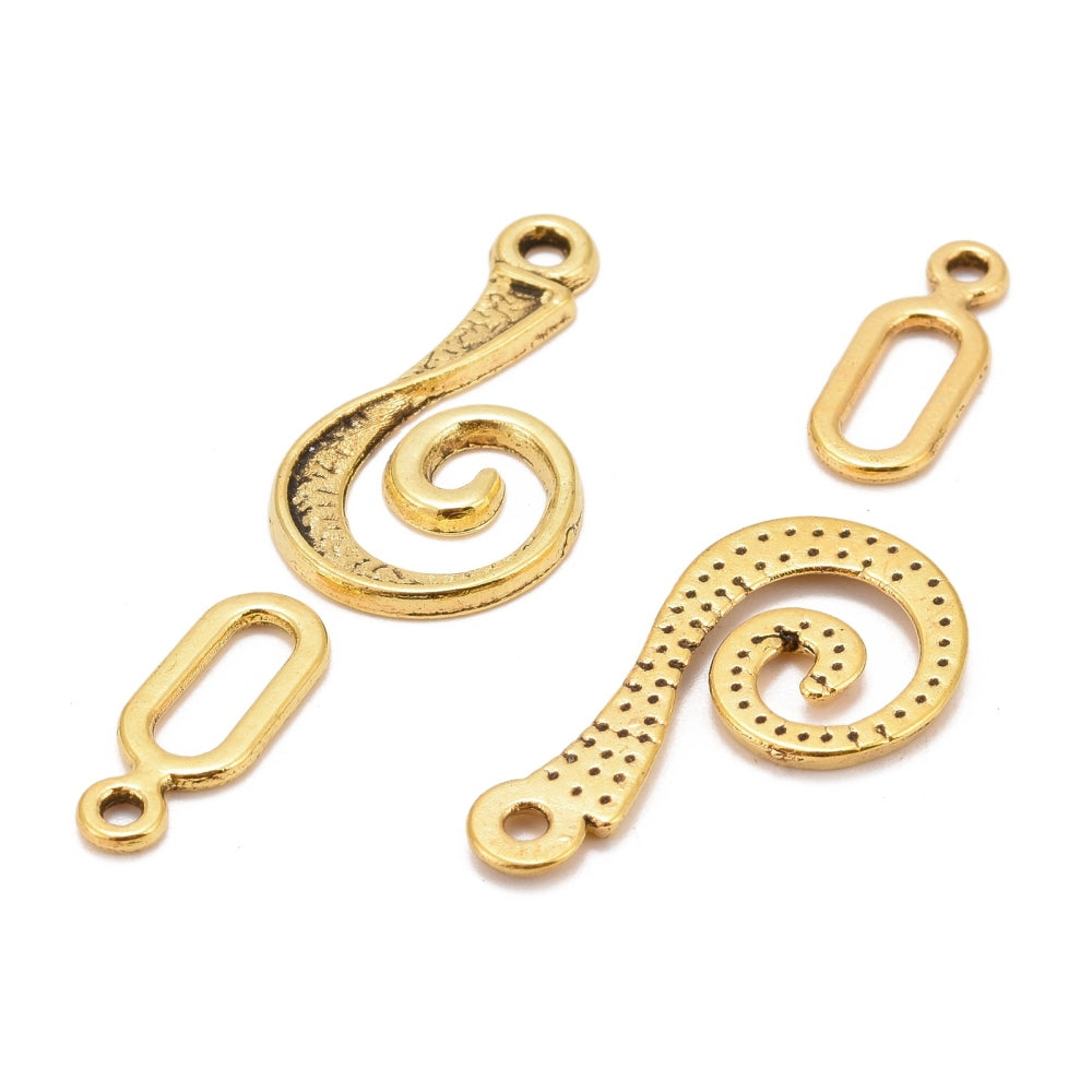 Tibetan Alloy Hook Clasps Antique Golden 26x13mm – beadsnfashion