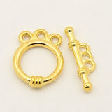 Tibetan Style Alloy Toggle Clasps Golden 18x14x3mm
