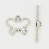 Tibetan Butterfly Alloy Toggle Clasps Antique Silver 17x20mm