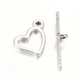Tibetan Heart Alloy Toggle Clasps Antique Silver 18x14mm