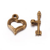 Tibetan Heart Toggle Clasps Antique Bronze 16x13mm