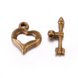 Tibetan Heart Toggle Clasps Antique Bronze 16x13mm