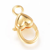 Alloy Heart Lobster Claw Clasps Golden 26x14x6mm
