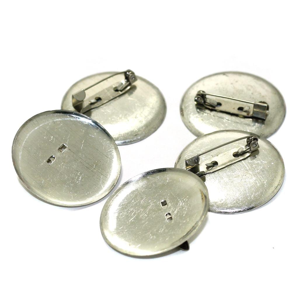 1.5 Inch Brooch Pin Base Fittings Silver
