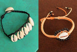 Adjustable Cowrie Shell Braided Bead Bracelets 2 Pcs Combo