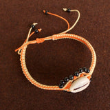 Adjustable Cowrie Shell Braided Bead Bracelets 2 Pcs Combo