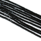 5 Strings Black Glass Crystal Beads Rondelle 1mm