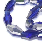 65+Pcs, 6x3mm Half Metallic Blue Crystal Faceted Double Cone Beads