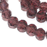 50+Pcs, 8mm Trans Purple Crystal Faceted Football Beads