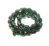 12x8mm Trans Green Rainbow Crystal Faceted Drop Beads
