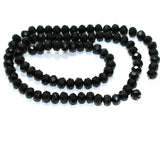 1 String 6mm Black Glass Crystal Beads Rondelle