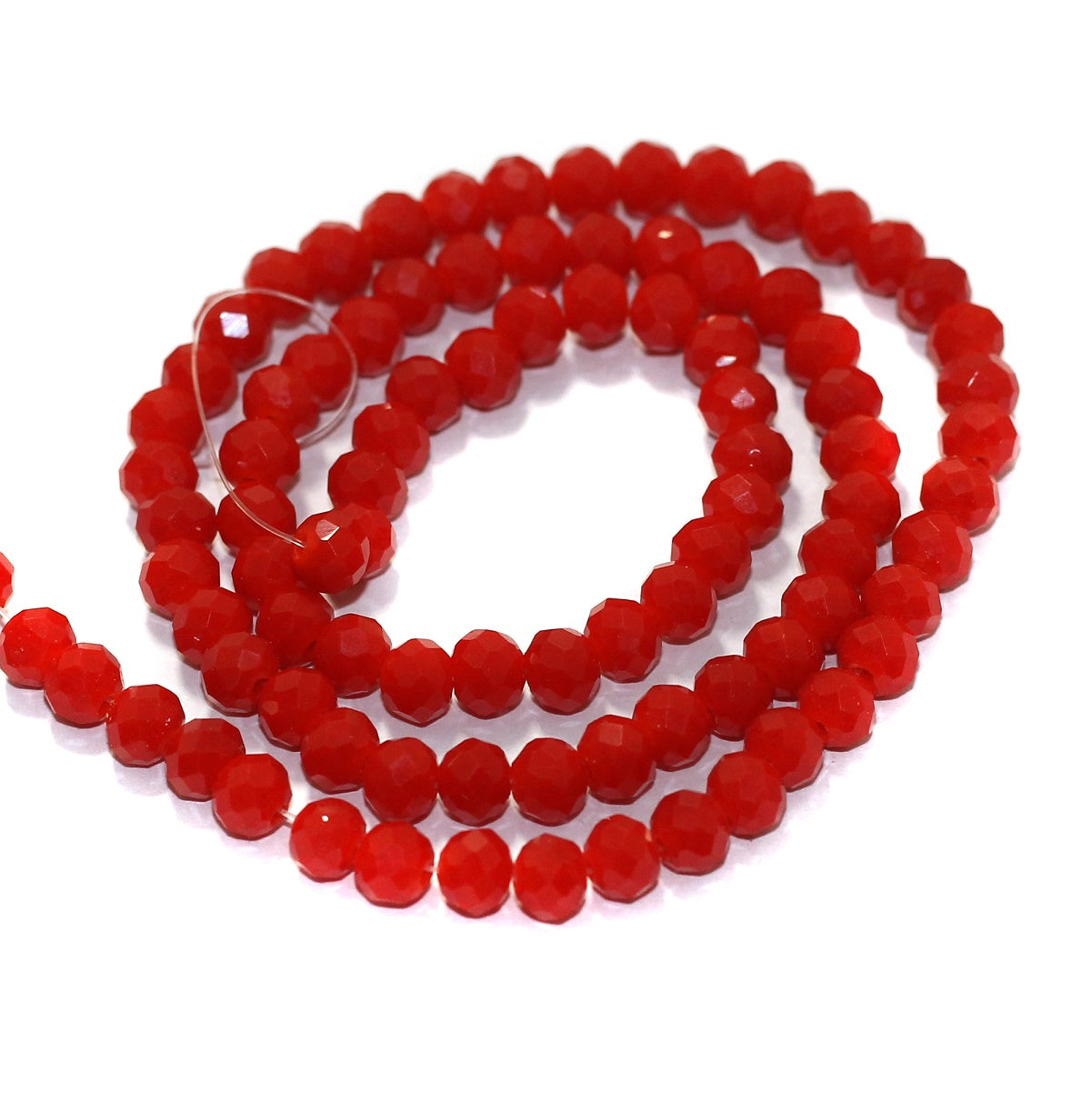 85 Pcs, 6mm Red Glass Crystal Beads Roundelle 1String