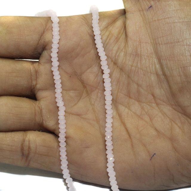 195+Pcs, 2mm Baby Pink Crystal Rondelle Faceted Beads 1String
