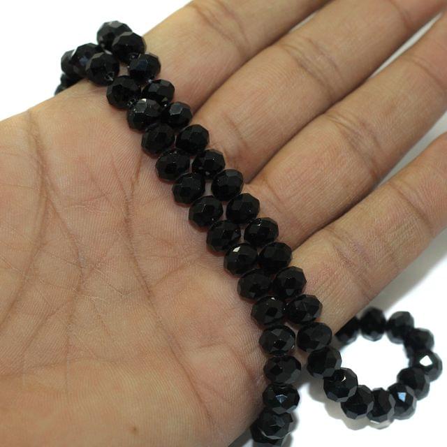 8mm Crystal Rondelle Faceted Beads Black 1 String