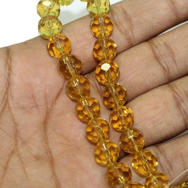 10mm Light Yellow Crystal Round Faceted Beads 1 String