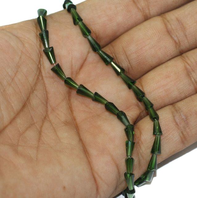 10x5mm Green Crystal Faceted Cone Beads 1 String