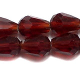 7x5mm Maroon Faceted Crystal Drop Beads