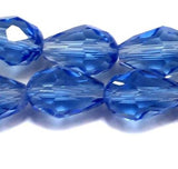 12x8mm Light Blue Faceted Crystal Drop Beads