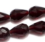 12x8mm Dark Red Faceted Crystal Drop Beads