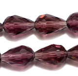 14x10mm Purple Faceted Crystal Drop Beads