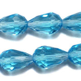 25 Pcs, 14x10mm Turquoise Faceted Crystal Drop Beads