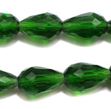14x10mm Green Faceted Crystal Drop Beads