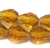 14x10mm Yellow Faceted Crystal Drop Beads