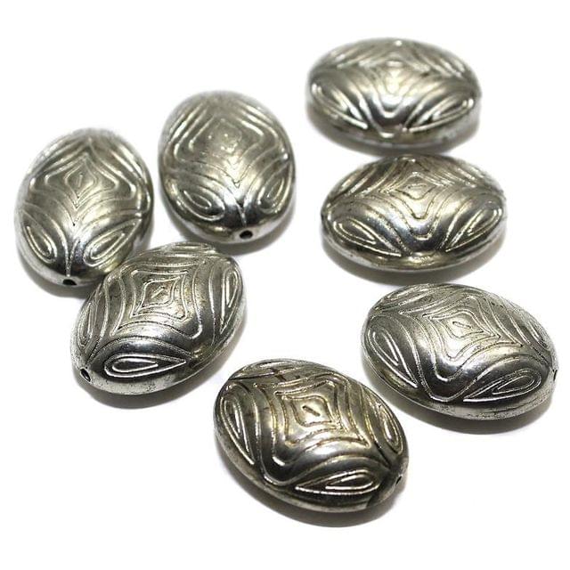 20 CCB Oval Beads Silver 25x17 mm