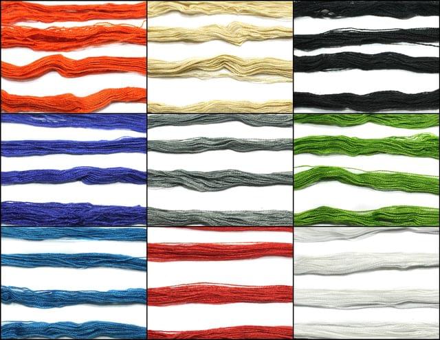 9 Bunch Colored Cotton Thread Combo Multicolor