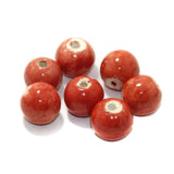 20 Pcs Ceramic Round Beads 18mm Red